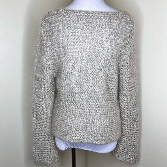 Vtg J. Jill Sweater M/L Women Open Knit Wool Beige Round Neck Jumper Long Sleeve - Picture 3 of 8